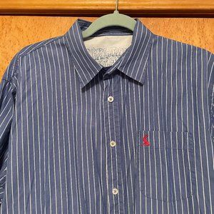 Joules Mens BlueStriped Dress Shirt XL 100% Cotton